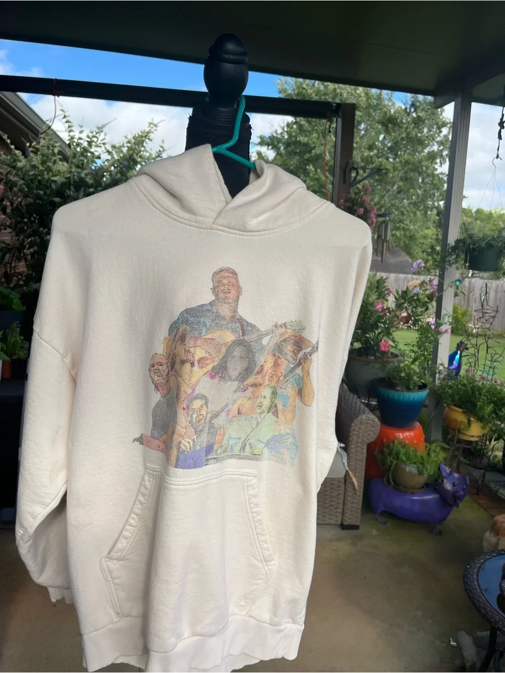 Zach Bryan Men's White Graphic Pullover Sweatshirt - Band Illustration Concert